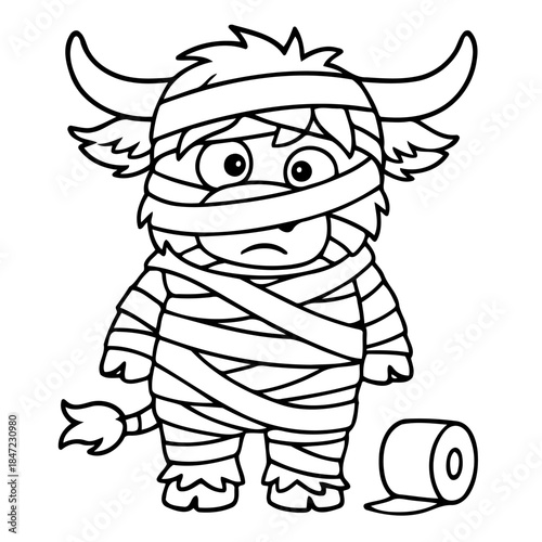 Mummy Creature: A comical mummy character stands wrapped in bandages, exuding a touch of playful spookiness, a unique Halloween creation.