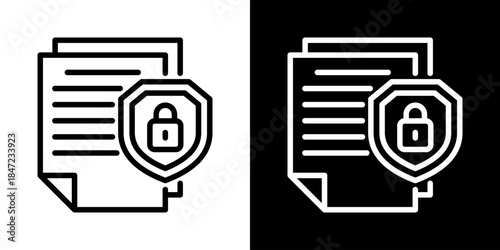 Document Security Icon Of Line Black And White Style 