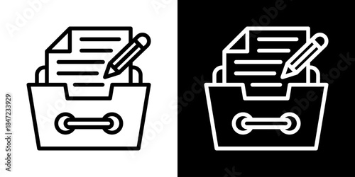Record Keeping Icon Of Line Black And White Style 