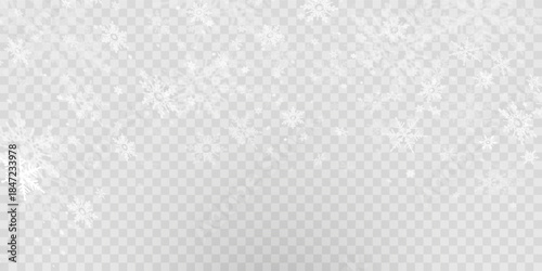 Simple heavy snowflakes design. Wintertime speck freeze shapes. Snowfall weather white blue illustration. Scattered snowflakes december theme. Snow hurricane landscape.	