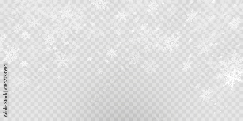 Simple heavy snowflakes design. Wintertime speck freeze shapes. Snowfall weather white blue illustration. Scattered snowflakes december theme. Snow hurricane landscape.	