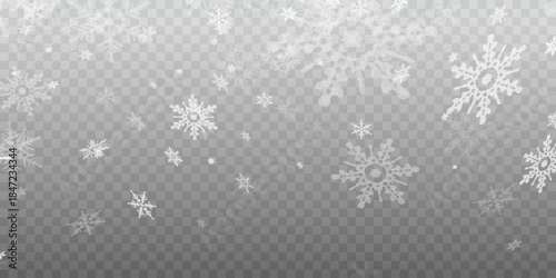 Simple heavy snowflakes design. Wintertime speck freeze shapes. Snowfall weather white blue illustration. Scattered snowflakes december theme. Snow hurricane landscape.	