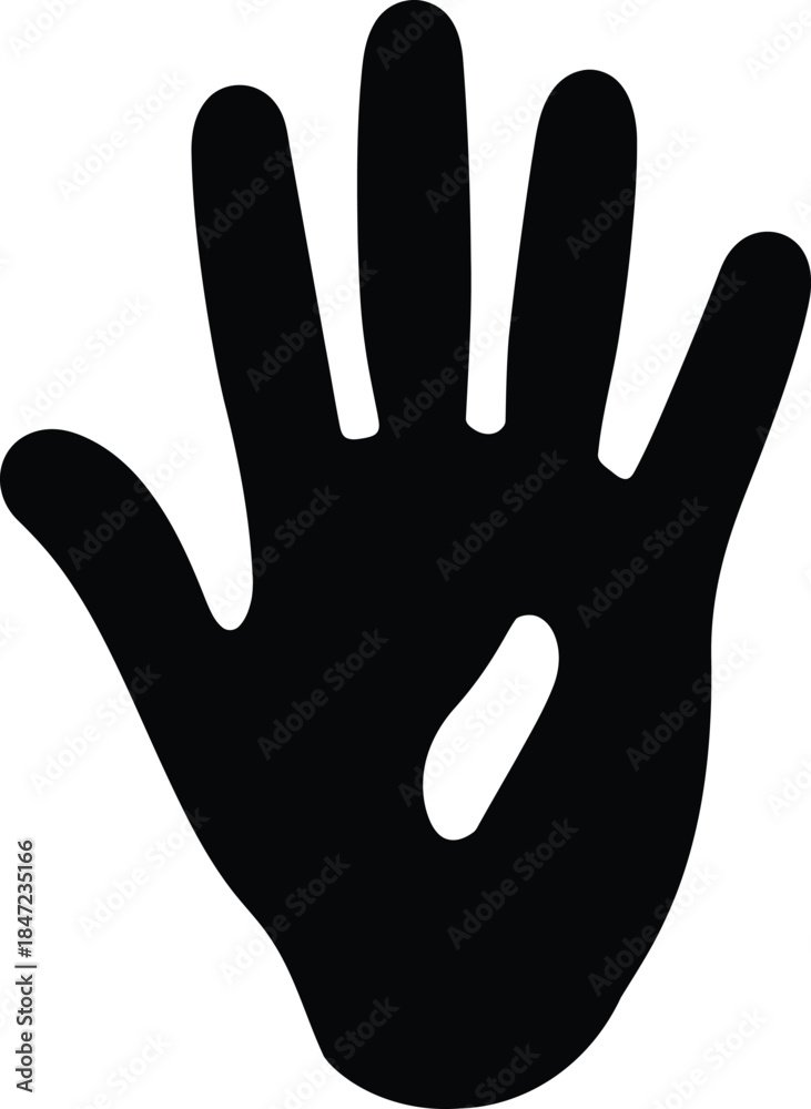 Fototapeta premium Black Handprint with Missing Center Isolated Illustration on White Background