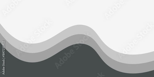 Elegant abstract vector background featuring smooth, flowing gray waves with a gradient effect on a silver metallic background. Ideal for use in web design, presentations, and print materials.