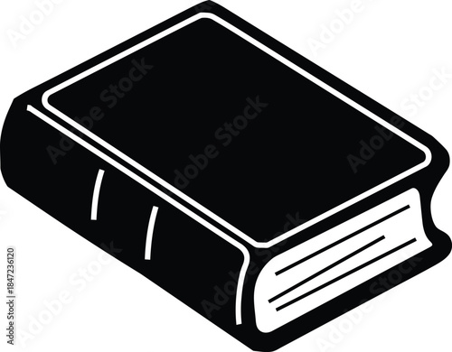 Isometric Book Closed Black Hardcover Book Illustration for Education or Design