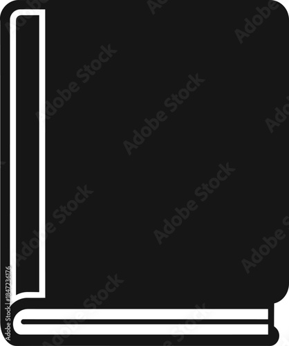 Silhouette Illustration of a Closed Black Hardcover Book Standing Upright With Visible Spine and Pages