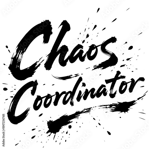 Bold chaos coordinator quote in expressive brush calligraphy