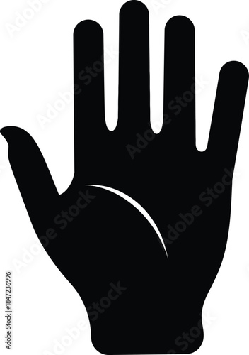 Silhouette of Black Hand with Five Fingers and a White Line Inside