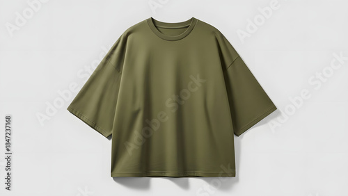 Olive Green Oversized T-Shirt on Neutral Background