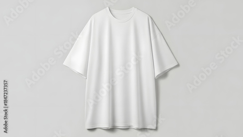 White Oversized T-Shirt on Light Gray Background