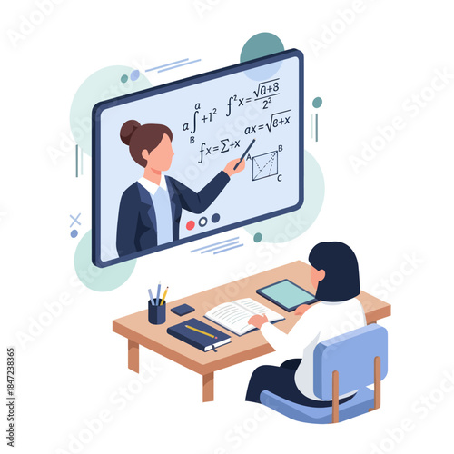 Woman Watching Online Lecture on Computer.