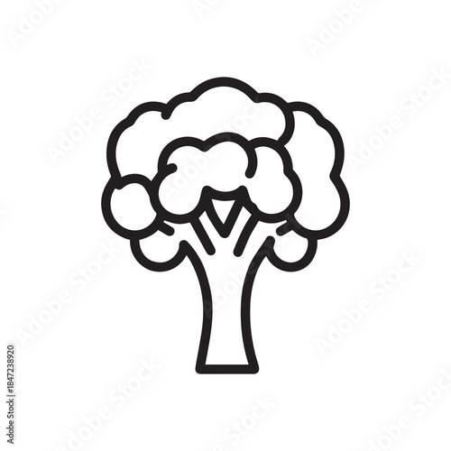 A black and white drawing of a broccoli icon illustration design.