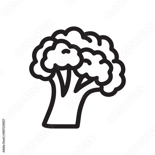 A black and white drawing of a broccoli icon illustration design.