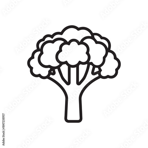 A black and white drawing of a broccoli icon illustration design.