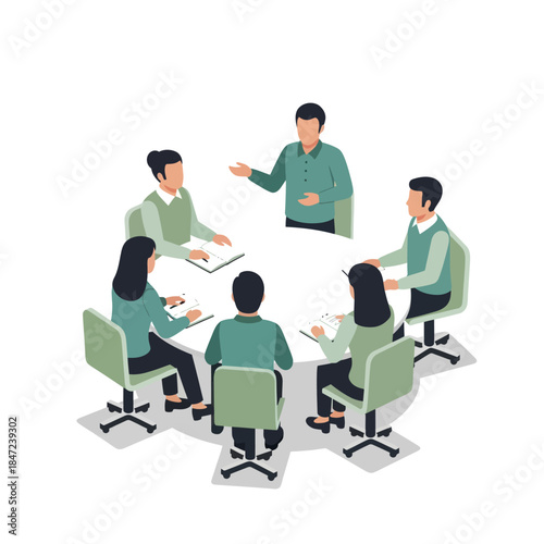 Business People Having Meeting Around Table.