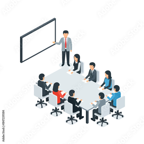 Business People in Meeting with Presenter.