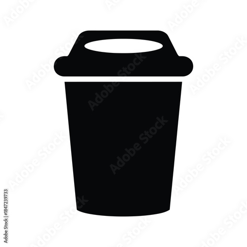 This solid black disposable cup with a lid offers convenience and portability on white