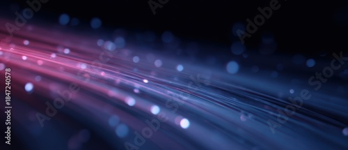 technology data stream concept with glowing motion trails