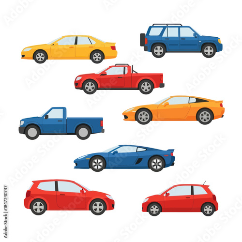 Colorful Cars Arranged in a Grid.