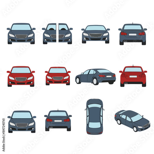 Collection of Various Car Models Illustration.