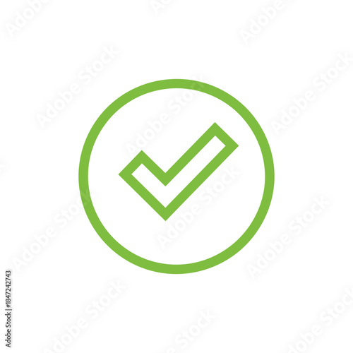 Green check mark inside a circular outline signals correct selection clearly
