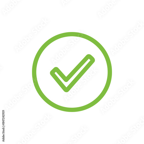 Green check mark within a circle affirms success with a transparent background