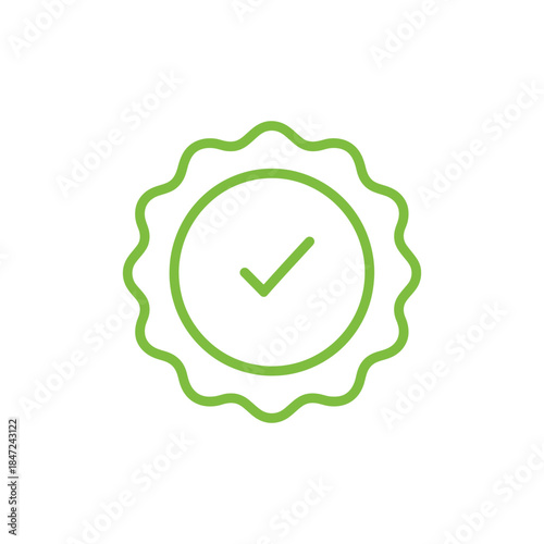 Green serrated circle shows validation check mark on a transparent background