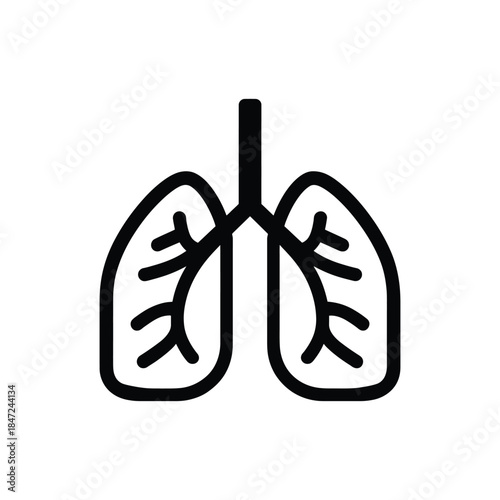 Black outline showing the two human lungs with airways on white background