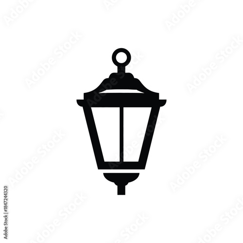 Isolated antique lantern icon shines brightly against the white background creating a vintage feel