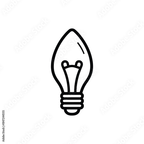 Outline lightbulb shows filament and base clearly on a white background