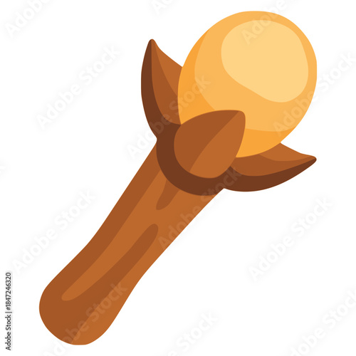 clove spice aroma ingredient cooking flat color vector illustration template design