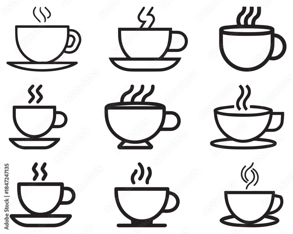Obraz premium a coffee cup Icon black and white color vector design.