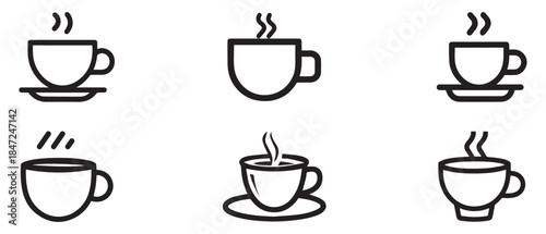 a coffee cup Icon black and white color vector design.