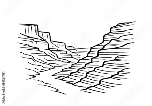 Canyon hand drawn simple sketch vector illustration