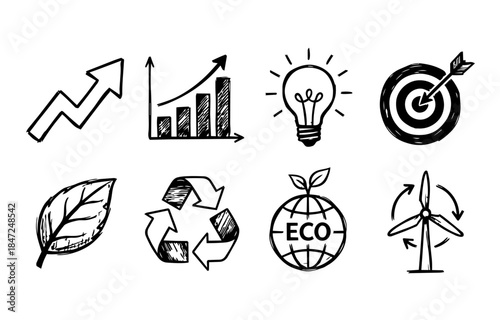 Eco-friendly business growth icons