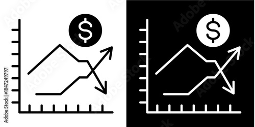 Stock Volatility Icon Set White Style Collection