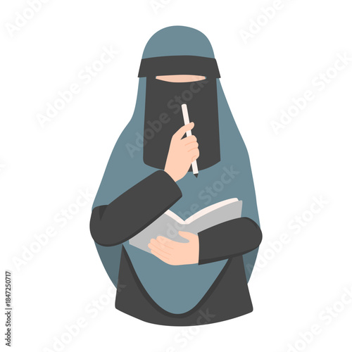 Muslim Woman Hijab Reading Book