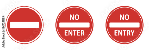 No Entry Sign Set, a professional pack including restricted access, traffic stop, prohibition, and safety symbols suitable for signage, public safety, and alert graphics