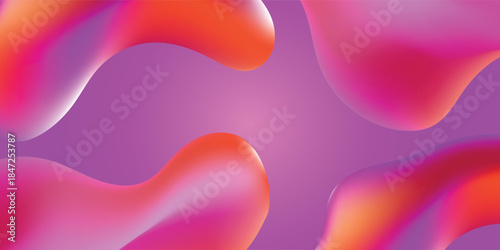 Abstract background with vibrant fluid organic shapes in pink, orange, and red gradients on a purple backdrop.