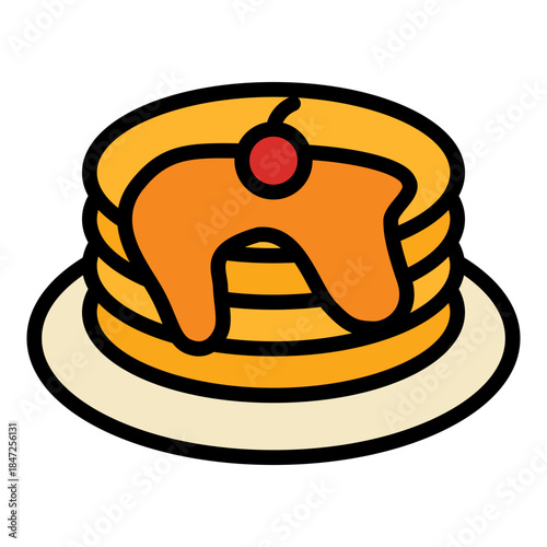 pancake with maple syrup and cherry icon