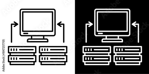 Computer  Icon Set White Style Collection