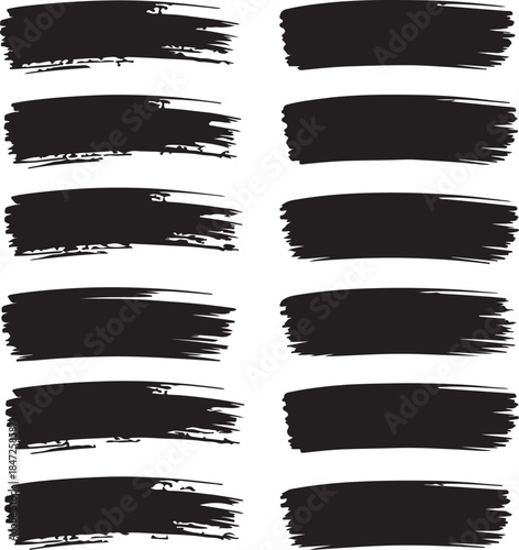 Set of black brush strokes, hand drawn ink brushes and paint grunge lines