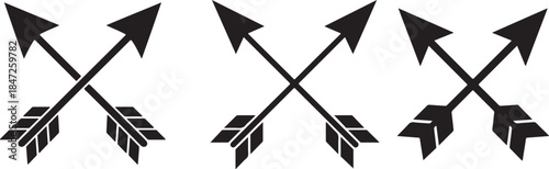 Crossed arrows symbolizing direction conflict or partnership in black