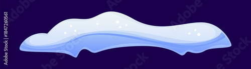 Winter snow ice cap with smooth curved snowy drift and small white snowflake dots across the top. Vector cartoon frozen snowdrift border for roof edges, window frame and holiday cold season decoration