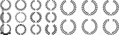Laurel wreaths circular frames awards victory success achievement badges ornate traditional elements