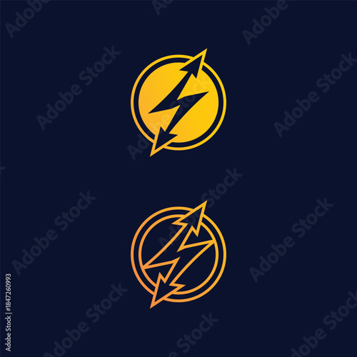Lightning Bolt Power Icon Designed with Strong Thunder Shape for Branding Purposes