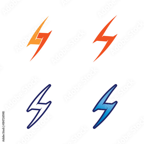 High Voltage Electric Power Logo Displaying Intense Lightning Bolt Technology Brand Identity
