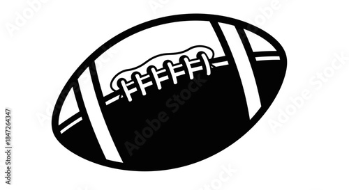 Simple Black and White Outline American Football Ball Icon
