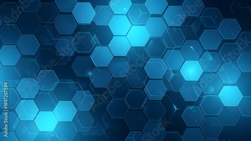 Futuristic Blue Hexagon Grid Technology Network Abstract Background