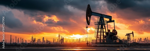 Crude oil is retrieved from the production oil well using a beam pump or donkey pump.